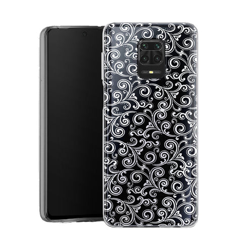 Coque Xiaomi Note 9 Black and white swirls | Housse Silicone, Etui Antichoc / Motif Noir et Blanc